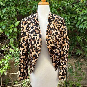 Thalia Sodi Leopard Print Cropped Scuba Blazer S